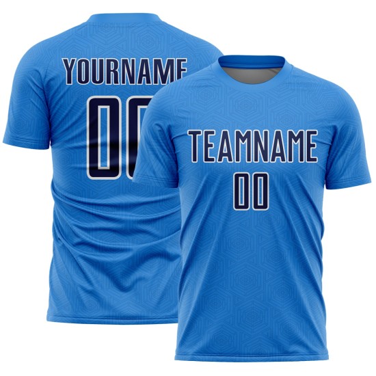 Powder Sports Custom Shape Uniform Soccer Sublimation Geometric Jersey Blue Navy-White Powder Sports Custom Shape Uniform Soccer Sublimation Geometric Jersey Blue Navy-White
